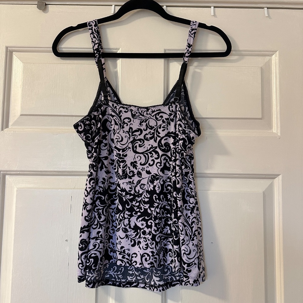 Linea Donatella Women's Tank Top Size Medium Y2K 90s Lavender Black Whimsigoth - Picture 3 of 5